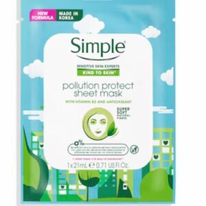 2 Pack- Simple Sensitive Skincare Pollution Protect Sheet Mask - White and Green